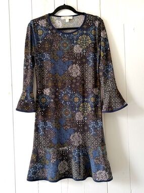 MICHAEL Michael Kors Abstract Navy Shift Dress Size Medium